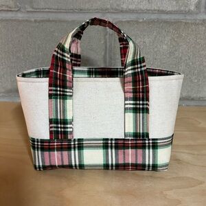 Handmade Plaid Canvas Mini Tote Bag